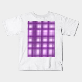 Purple mesh grid square lines pattern Kids T-Shirt